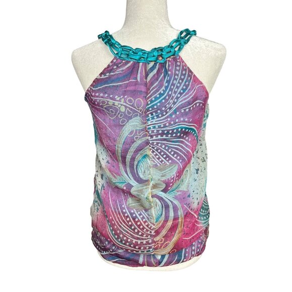 Vintage Y2K Micromesh Flowy Top Medium Sleeveless Fairy Whimsigoth Grunge Boho - Picture 3 of 10